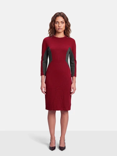 Fendi Burgundy & Grey Wool Panelled Dress