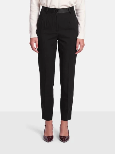 Dolce & Gabbana Black Wool Satin Tape Trousers