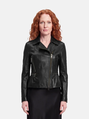 Burberry Black Lambskin Leather Biker Jacket