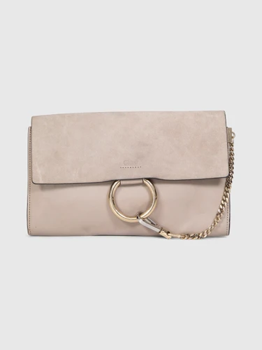 Chloé Grey Suede Faye Clutch Bag