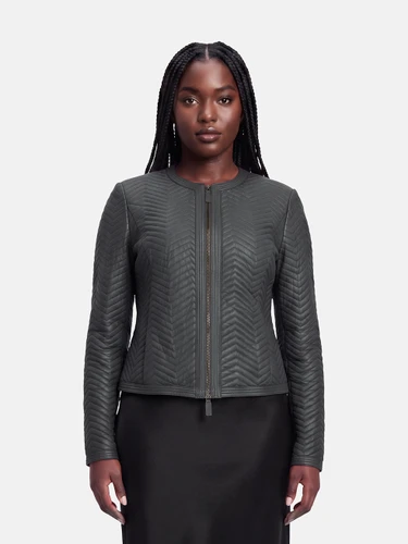 Emporio Armani Grey Quilted Leather Jacket