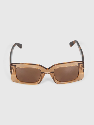 Tom Ford Brown Rectangle Brigitta Sunglasses