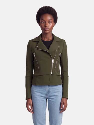 Balenciaga Green Zip Up Biker Jacket