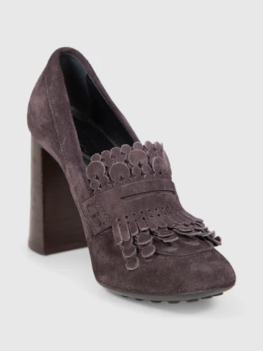 Tod's Brown Suede Heeled Loafers