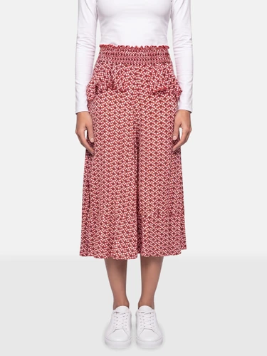 Maje Red Floral Midi Skirt