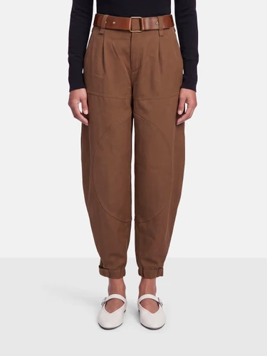 Chloé Dark Chestnut Wool Belted Tapered Trousers