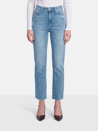 Paige Blue Distressed Straight Jeans