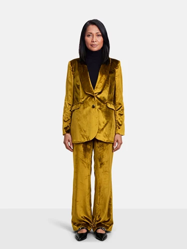 Ralph & Russo Mustard Velvet Blazer & Trousers Set