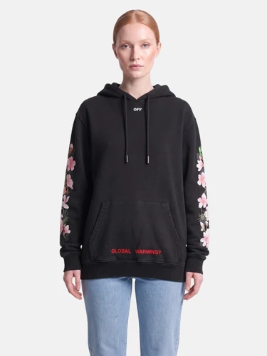 Off-White Black Floral Logo Hoodie
