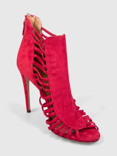 Aquazzura Red Suede Cut Out Heels