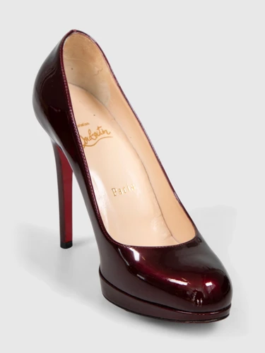 Christian Louboutin Burgundy Patent Platform Pumps