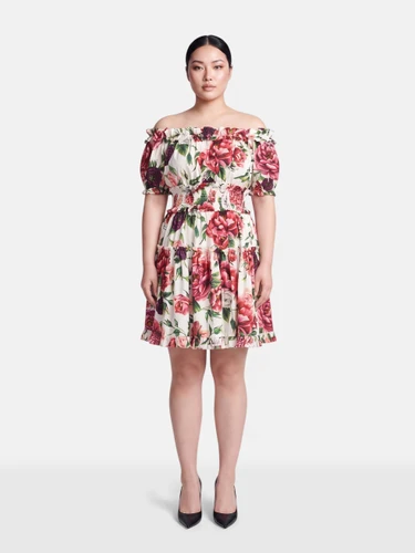 Dolce & Gabbana Floral Off Shoulder Mini Dress