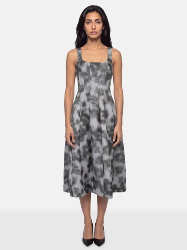 Philosophy di Lorenzo Serafini Grey Abstract Midi Dress
