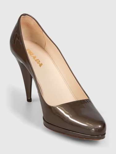 Prada Brown Patent Leather Slip On Pumps