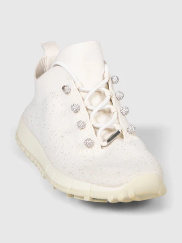 Jimmy Choo White Sequin & Crystal Trainers