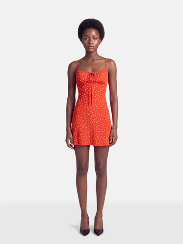 Réalisation Red Silk Polka Dot Inez Mini Dress