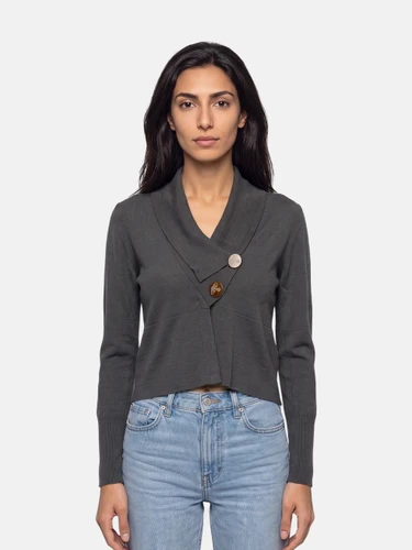 Vivienne Westwood Grey Wool Knit Cropped Cardigan