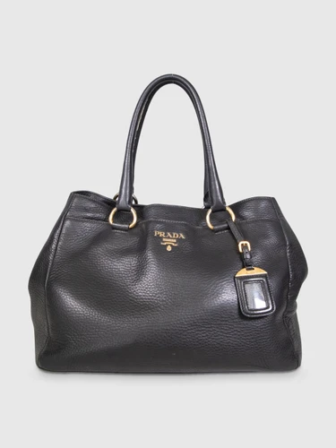 Prada Black Vitello Daino Leather Tote