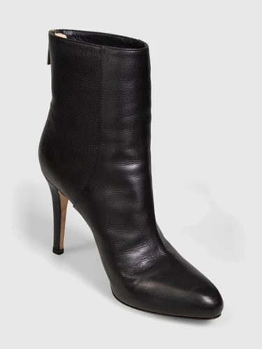 Jimmy Choo Black Leather Heeled Anke Boots