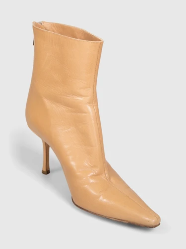Jimmy Choo Beige Leather Ankle Heeled Boots