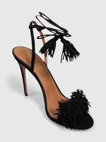 Aquazzura Black Suede Wild Thing Sandals