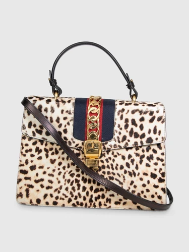 Gucci Leopard Ponyhair Medium Sylvie Top Handle Bag Gucci Leopard Ponyhair Medium Sylvie Top Handle Bag