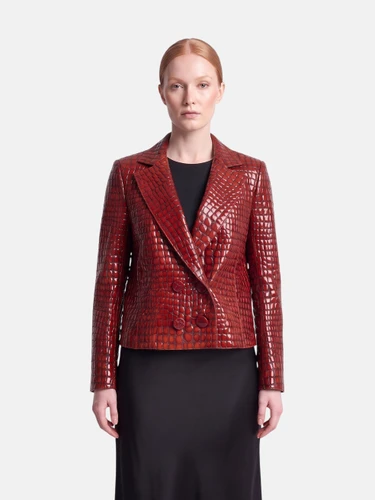 Emporio Armani Red Croc Embossed Patent Blazer
