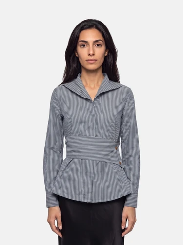 Vivienne Westwood Blue Striped Button Straps Shirt