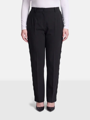 Dolce & Gabbana Black Lace Trim High Rise Trousers