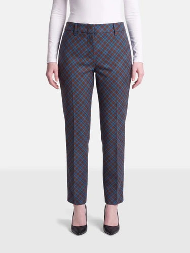 Prada Brown & Blue Wool Check Trousers
