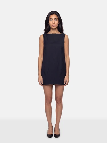 Maison Margiela Navy Wool Sleeveless Mini Dress