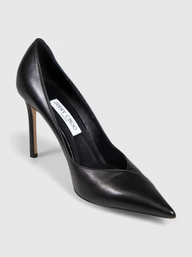 Jimmy Choo Black Leather Lizard Embossed Cass 95 Pumps