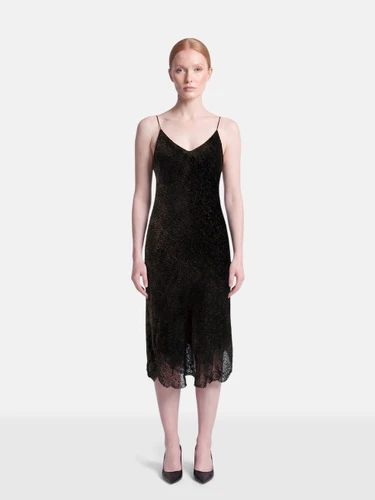 Nili Lotan Black Velvet Slip Dress