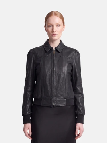 ME+EM Navy Leather Jacket
