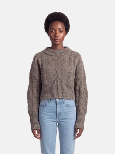 Skall Light Brown Wool Fisherman Jumper