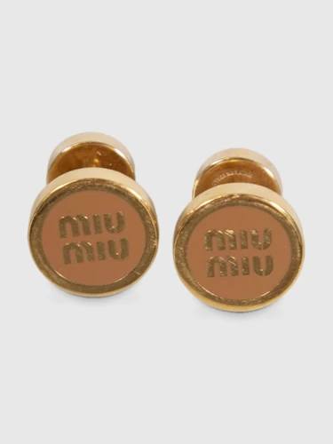 Miu Miu Gold Logo Earrings