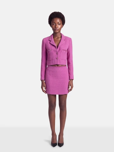 Chanel Spring 1996 Purple Boucle Blazer & Skirt Set