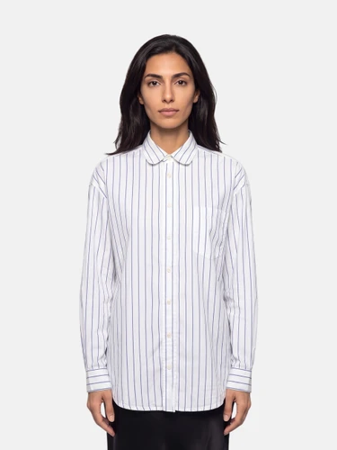 Balenciaga White & Blue Striped Shirt