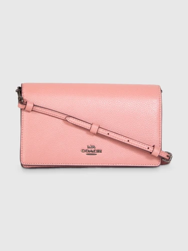 Coach Pink Leather Hayden Foldover Crossbody Clutch Bag
