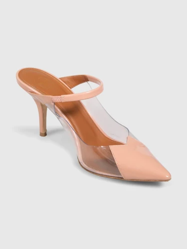 Malone Souliers Nude Patent PVC Panel Mules