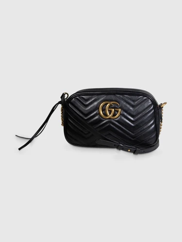 Gucci Black Leather GG Marmont Camera Bag Gucci Black Leather GG Marmont Camera Bag