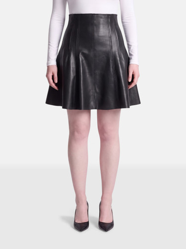 Norma Kamali Black Vegan Leather Panelled Skirt