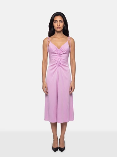Sandro Purple Ruched Midi Dress