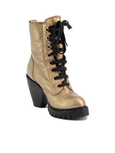 Marc Jacobs Gold Platform Heeled Boots with Shearling