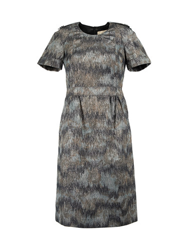Burberry Grey Metallic Mottled Short Sleeve Dress