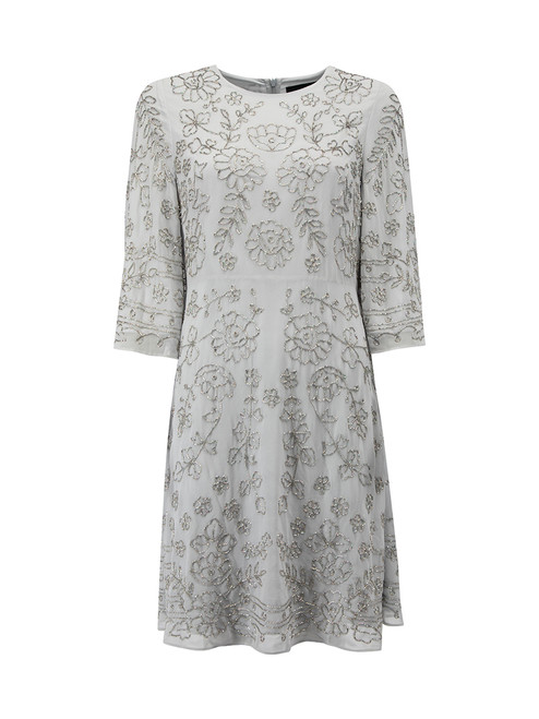 Needle & Thread Blue Beaded Floral Short Sleeve Mini Dress Needle & Thread Blue Beaded Floral Short Sleeve Mini Dress