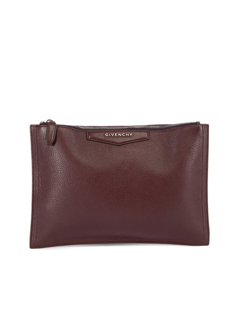 Givenchy Burgundy Pebbled Leather Clutch