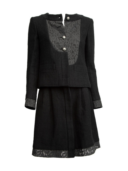 Chanel Black Vintage Asymmetric Two-Piece Suit