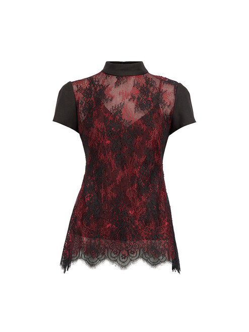 Alexander McQueen McQ by Alexander McQueen Red Floral Lace Blouse