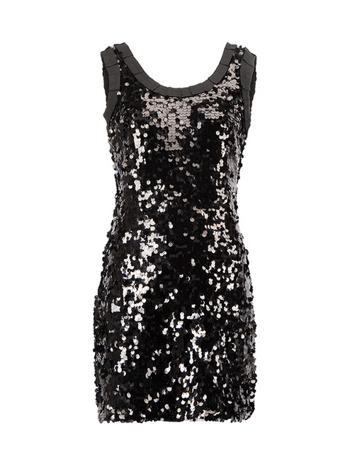 Dolce & Gabbana D&G Black Sequin Sleeveless Mini Dress
